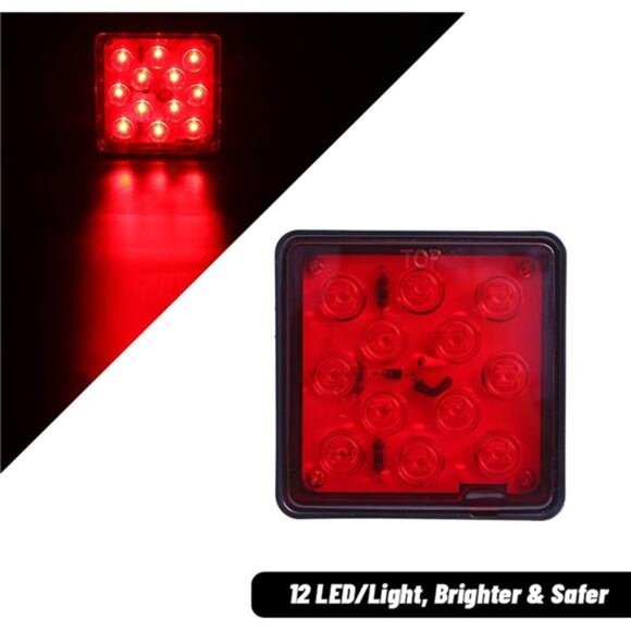 Red Lens Trailer Hitch Cover with 12 LED Brake Light Fit 2" Receiver - Picture 2 of 8